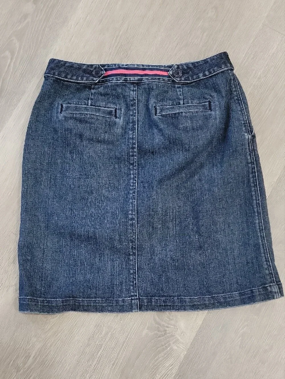 Talbots Blue Denim Mini Skirt with Stripe Waist Detail - Picture 7 of 10